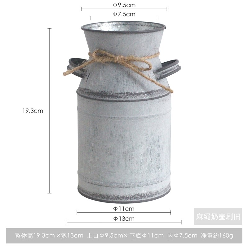 ins铁皮复古做旧铁皮提桶花桶花器花盆花瓶装饰摆件拍摄道具花园