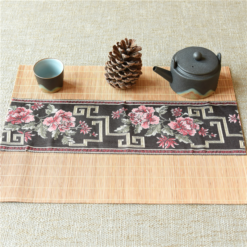 新中式竹餐垫茶艺桌垫碗垫隔热防烫竹木杯垫茶道茶席桌旗桌布复古