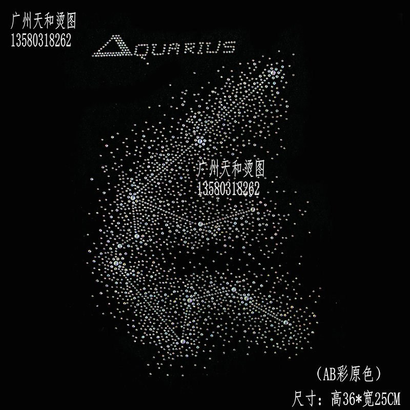 宝瓶座网红衣服diy超闪烫图 星座烫钻图案贴钻服装辅料饰品定制