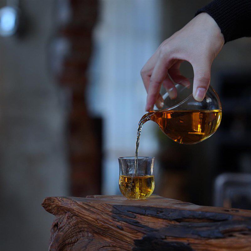 玻心璃语  洄漩公道杯 玻璃 茶具 手工匠人 大小分茶器 透明