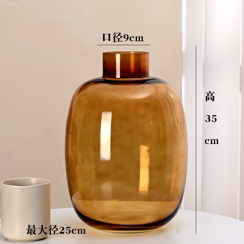 落地大花瓶小口大肚玻璃花瓶大容量高通透美男树雪柳各种鲜切