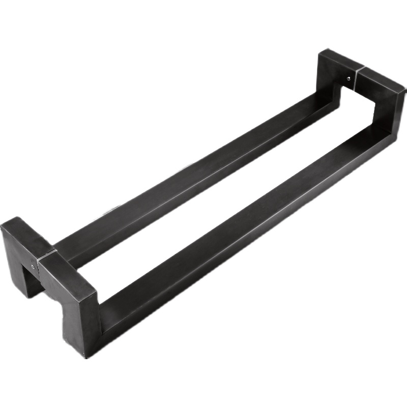 玻璃门拉手哑黑玫瑰金黑钛金不锈钢方管对装推拉门中式大门把手