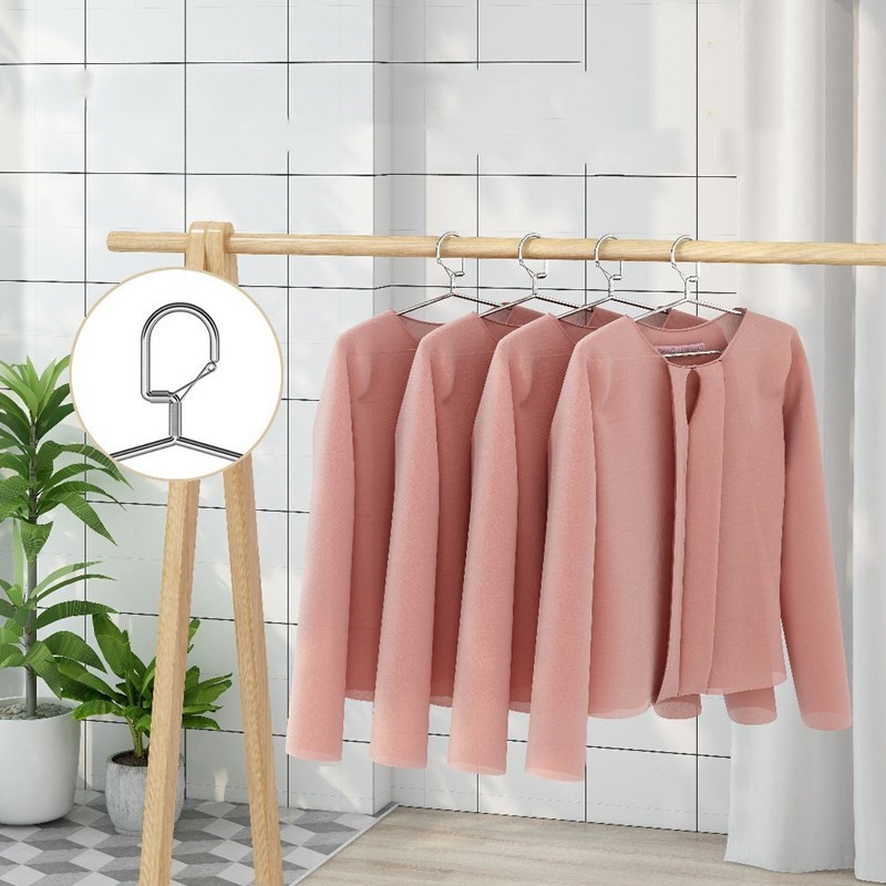 不锈钢衣架自动防风衣架实心加粗衣架防滑防吹落衣架阳台高空晾晒