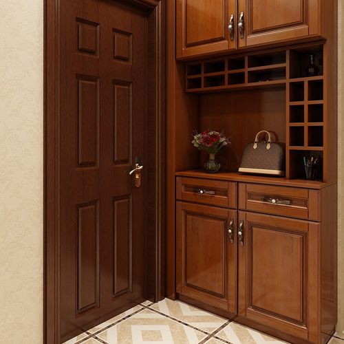 全屋定制实木原木进门家用门口入户玄关柜鞋柜一体美式现代收纳柜