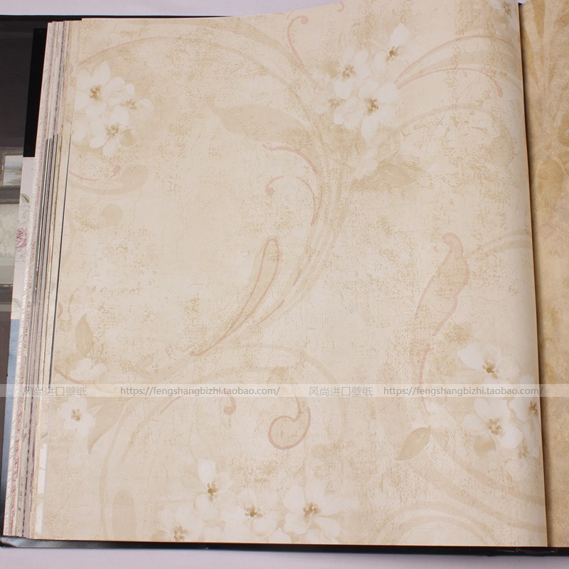 美式朦胧花叶ab版 卧室客厅 seabrook进口 纯纸壁纸 锡布鲁克