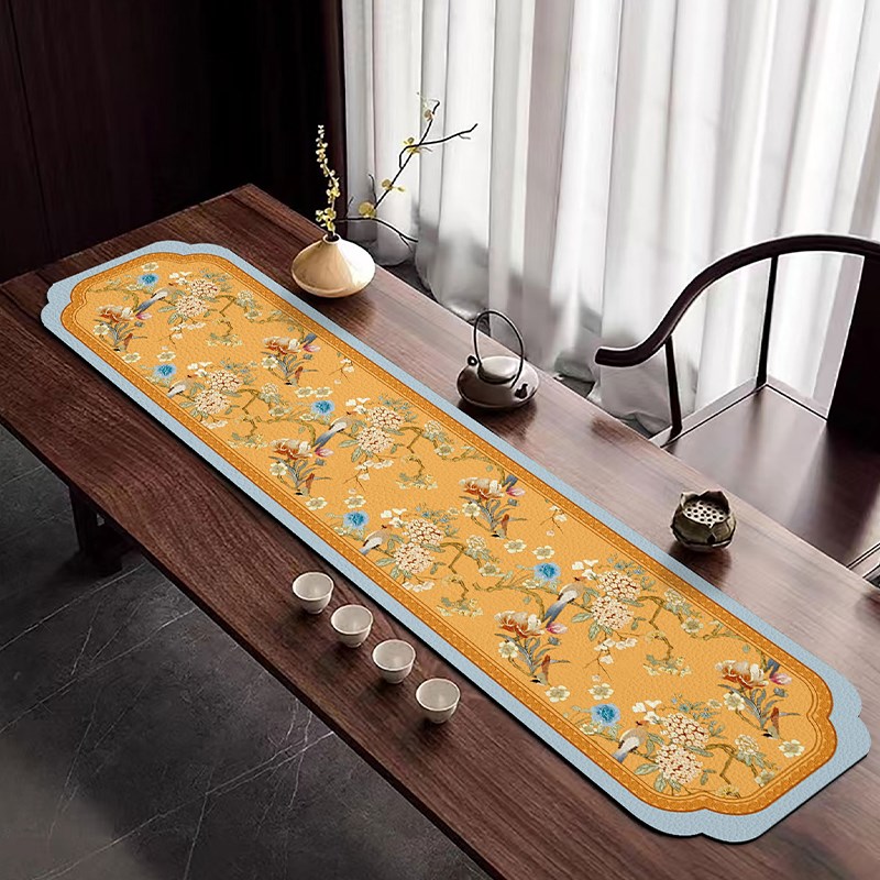 桌面茶旗桌旗新中式国风茶桌吸水防烫茶席硅藻泥沥水垫餐边柜垫