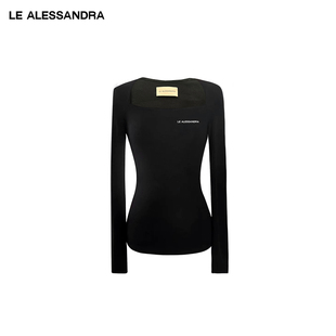 亲肤上衣T恤打底衫 品牌直营 秋冬交叉方领挂脖修身 ALESSANDRA