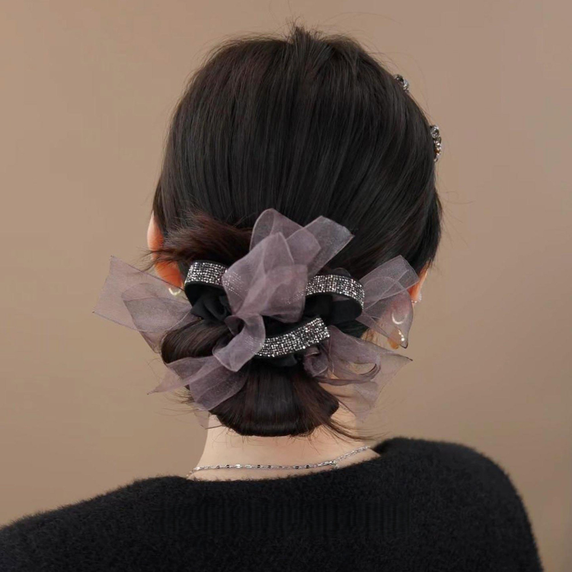 高级感网纱蝴蝶结大肠发圈