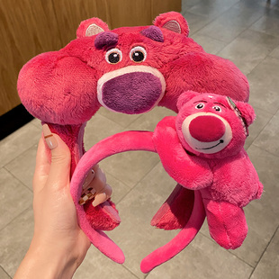 可爱草莓熊毛绒发箍女款 秋冬高颅顶压发头箍儿童发带头捆发饰发夹