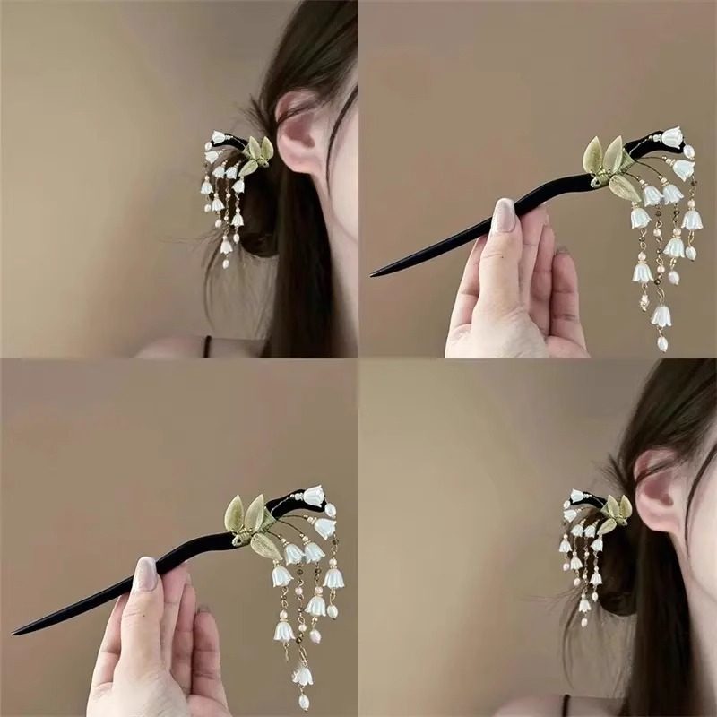 中式铃兰流苏发簪女高级感发钗图片