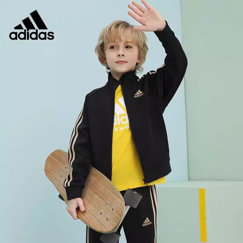 Adidas阿迪达斯春秋儿童百搭运动休闲拉链立领夹克外套TR30JK-BG