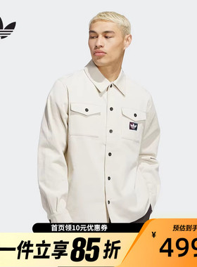 Adidas阿迪达斯三叶草冬季新款开襟男灯芯绒运动长袖衬衫JX5443