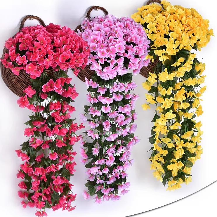 婚庆仿真紫罗兰绣球花瓣挂壁绢花阳台吊兰挂枝装饰花大四瓣成品花