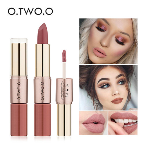 潮流新品Matte Lipstick LipGloss欧美哑光雾面口红双头两用唇彩