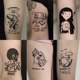 女持久真线条暗黑系 匪里匪气oldschool纹身贴防水 潮流新品 可爱
