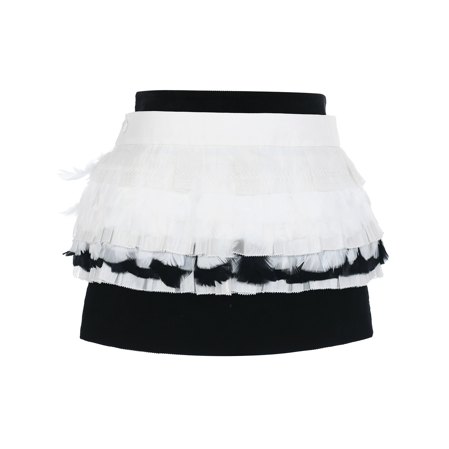 灯芯绒两件式羽毛装饰H型半裙