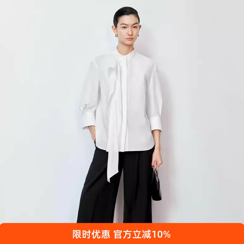 夏季七分袖显瘦纯色休闲衬衫上衣