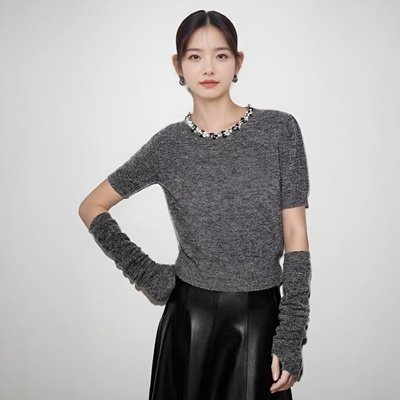 百搭修身显瘦钉珠针织衫外套毛衣