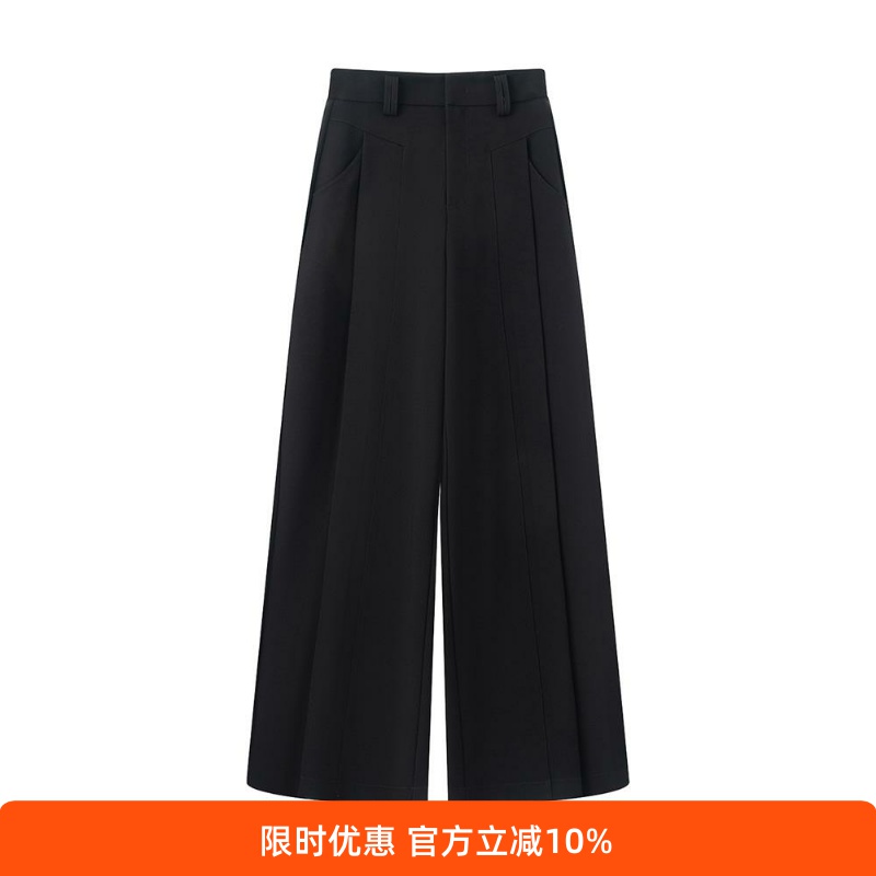 秋季新款百搭直筒黑色休闲裤子女