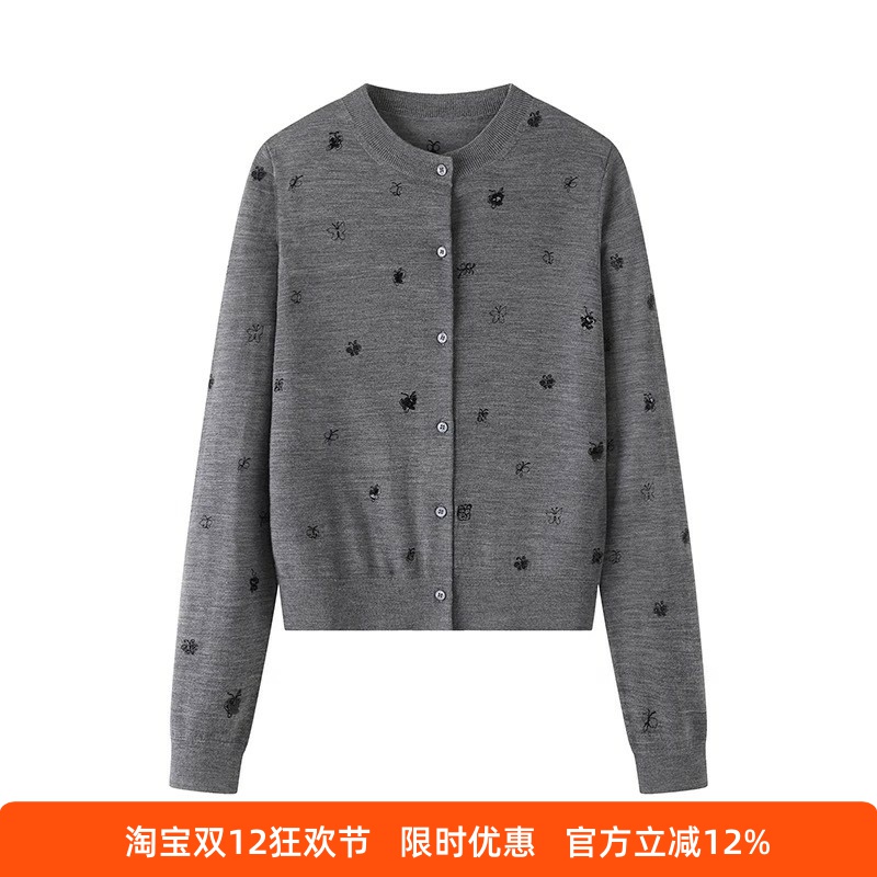 春针织衫女美丽诺羊毛连帽套头