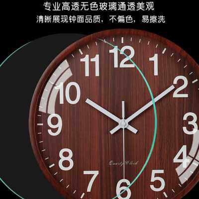 钟表挂钟客厅个性创意时尚超静音家用仿木纹大气新中式挂墙石英钟