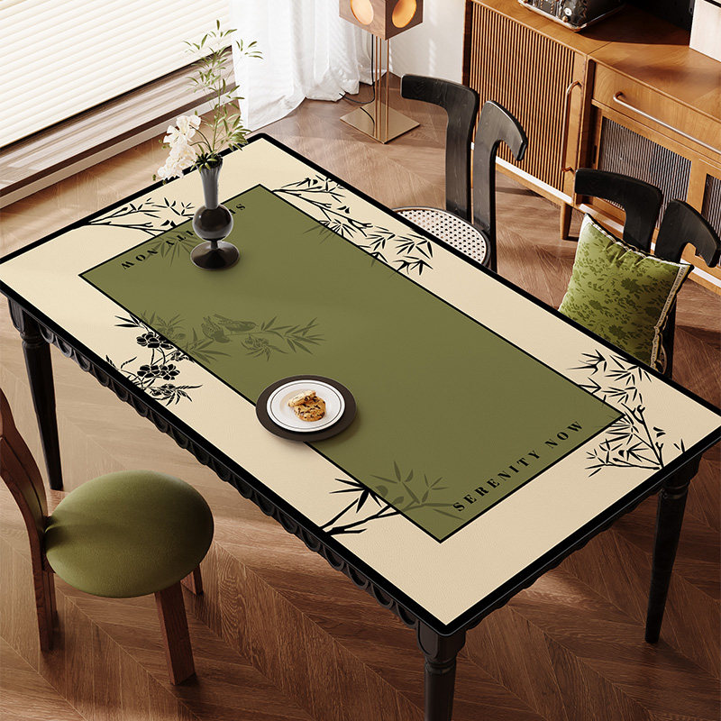 新中式餐桌桌垫防油防水防烫免洗茶几台布桌面保护垫皮革餐桌布,居家布艺,桌布,淘宝优惠券,粉丝福利购,淘宝优惠卷