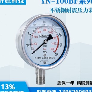 YN100BF 苏州轩胜仪表科技有限公司 耐震不锈钢压力表 160MPa