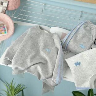 全棉纯棉男童运动套装洋气时髦韩版春装卡通刺绣男女童休闲套装