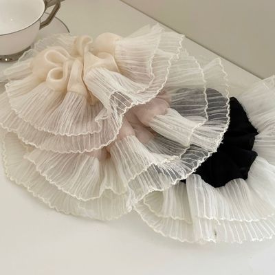 芭蕾风缎面蕾丝花边大肠发圈女超大头花发绳扎头发橡皮筋头绳皮套