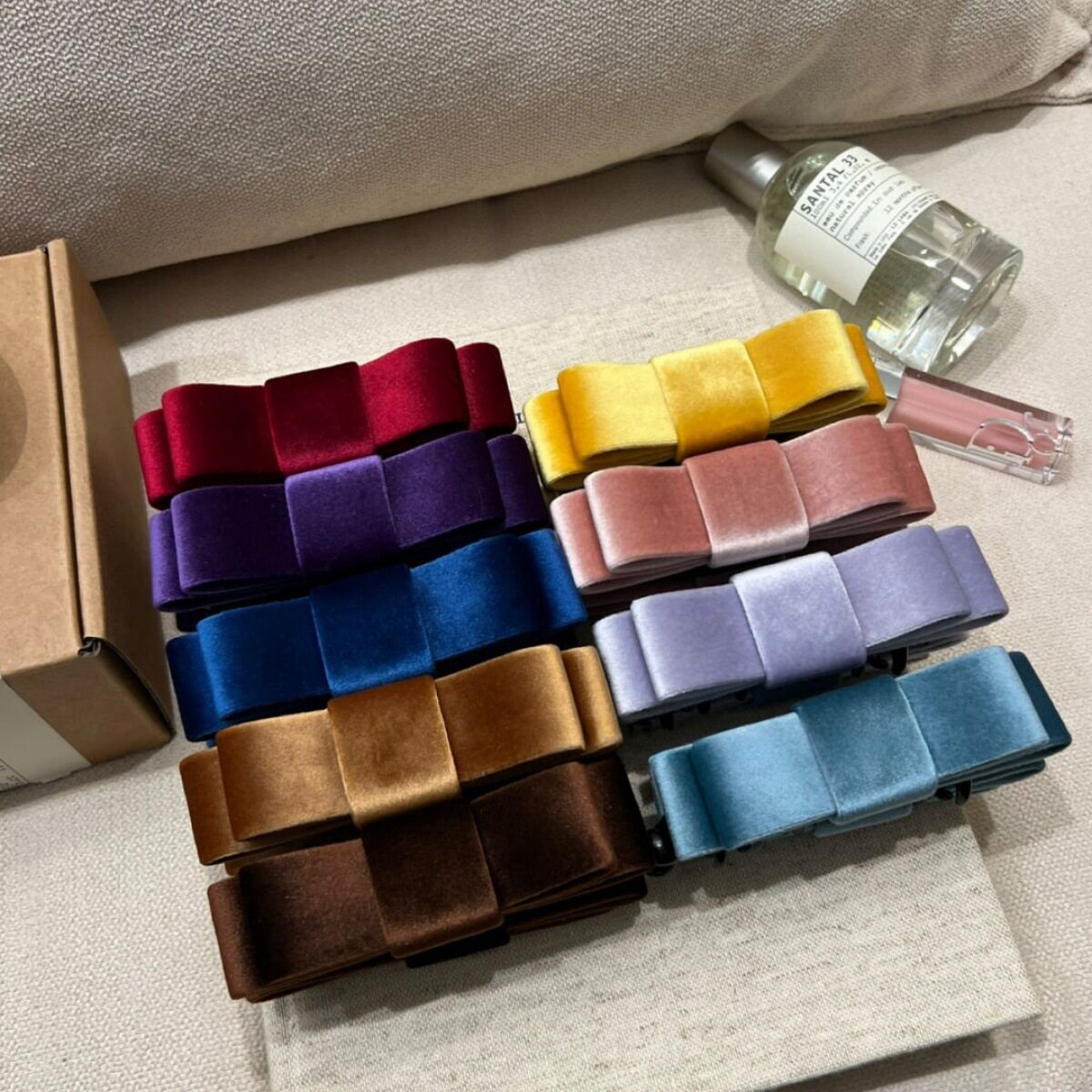 韩系双面丝绒蝴蝶结香蕉夹女法式秋冬气质优雅扎马尾竖夹发饰头饰