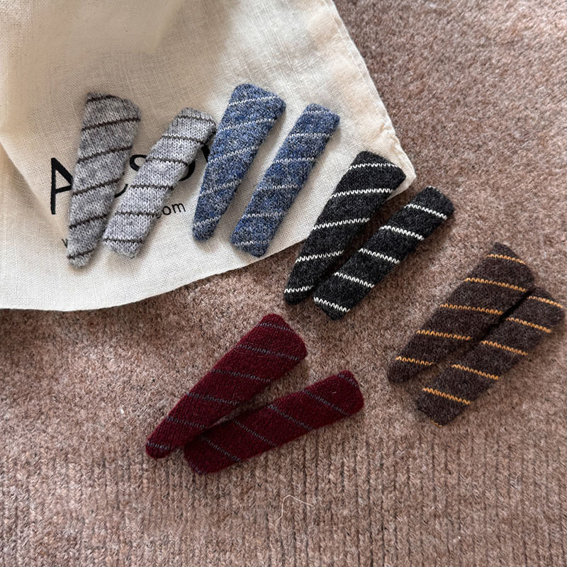 韩版秋冬撞色斜纹发夹边夹侧边对夹2025新款高端刘海夹女发卡夹子