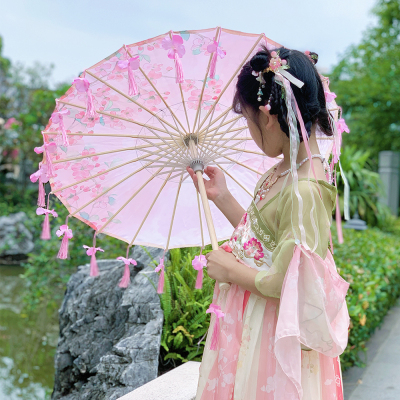 小号儿童花瓣流苏伞女舞蹈演出汉服道具装饰摄影伞旗袍汉服油纸伞