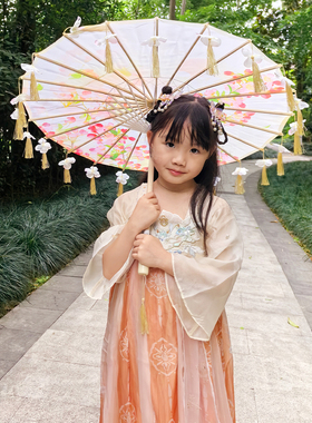小号花瓣流苏儿童伞汉服舞蹈演出道具装饰摄影伞旗袍走秀油纸伞