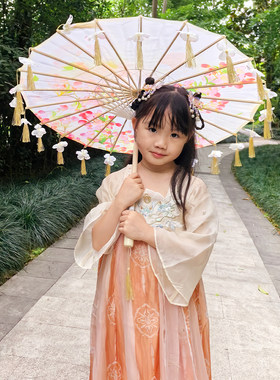 小号花瓣流苏儿童伞汉服舞蹈演出道具装饰摄影伞旗袍走秀油纸伞