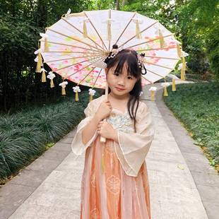 小号花瓣流苏儿童伞汉服舞蹈演出道具装饰摄影伞旗袍走秀油纸伞