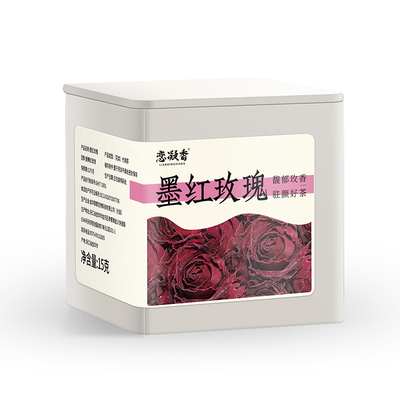 恋凝香墨红玫瑰花干无硫重瓣玫瑰花茶玫瑰花冠干大朵玫瑰罐装15g