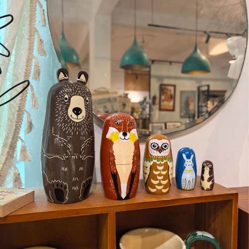 动物实木套娃装饰品