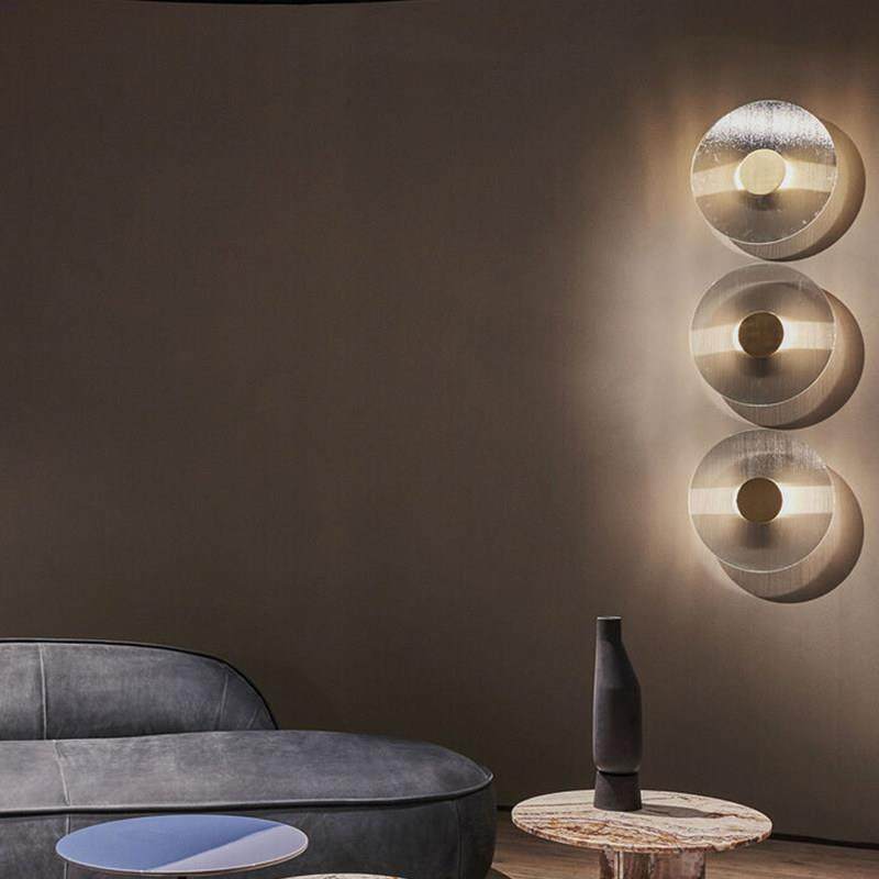 北欧圆盘形底座玻璃背景墙壁挂灯壁灯客厅沙发过道床头书房设计师,家装灯饰光源,壁灯,淘宝优惠券,粉丝福利购,淘宝优惠卷