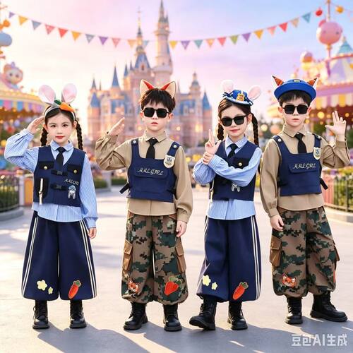 男童套装疯狂动物城尼克狐狸演出服秋季女童兔子警官儿童cos服装