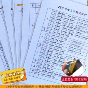 自然拼读规则元音辅音辅元26个字母字母组合拼读规则记忆背诵卡片
