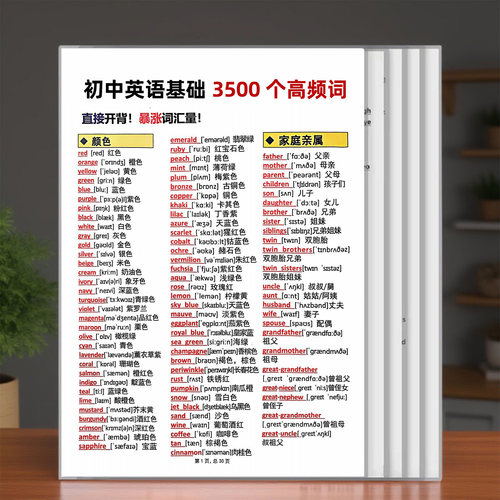 基础归类3500个词汇卡片