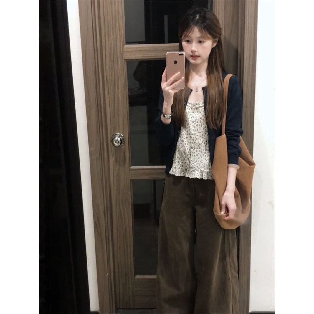 韩系温柔风穿搭套装藏青