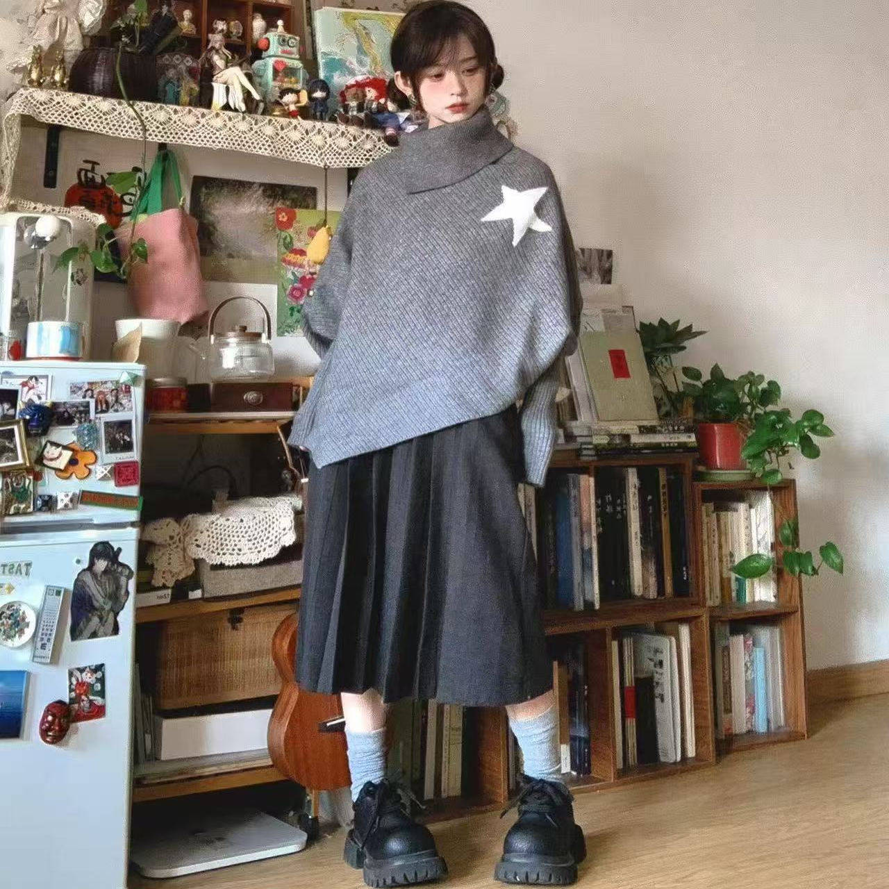 韩系不规则设计感宽松小