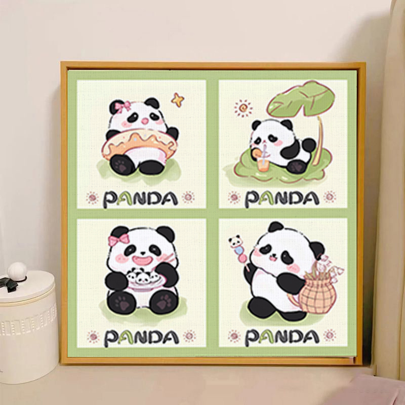 熊猫数字油画diy填色卡通儿童动物手工填充丙烯手绘油彩装饰定制图片