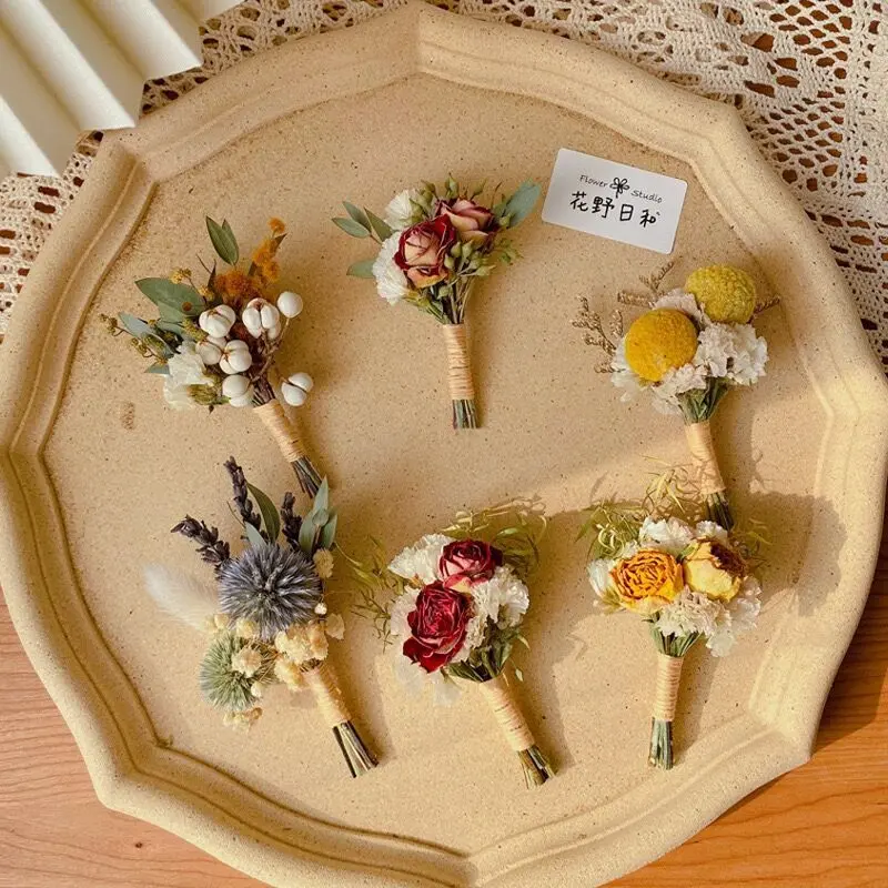 森系永生花迷你mini真花干花胸花小花束配饰手工DIY装饰香薰材料