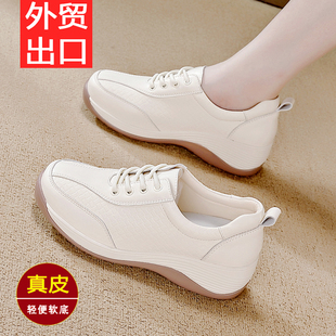 外贸出口真皮小白鞋外穿2025新款爆款舒适百搭单鞋软底休闲旅游鞋