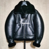 美国B3皮毛一体原产均裂纹欧美复古黑金刚欧美爆厚夹克外套男女款