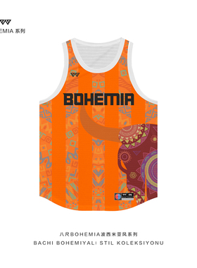 篮球服定制美式窄肩篮球服夏季速干背心橙色篮球服八尺图腾风设计