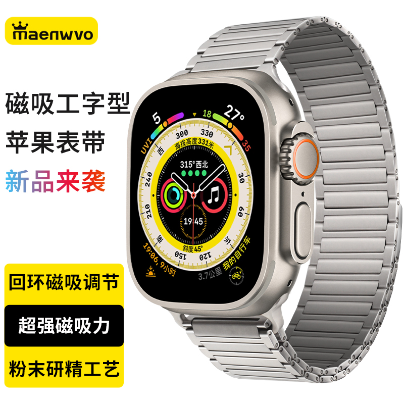 iwatch表带磁吸细工字型精钢表带