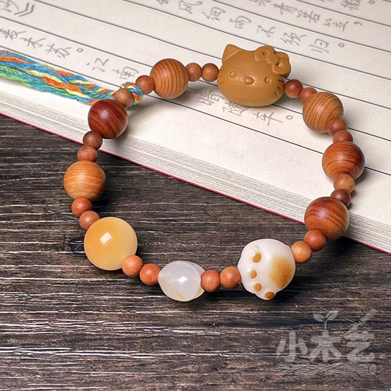 高油崖柏木菩提根手串小清新饰品